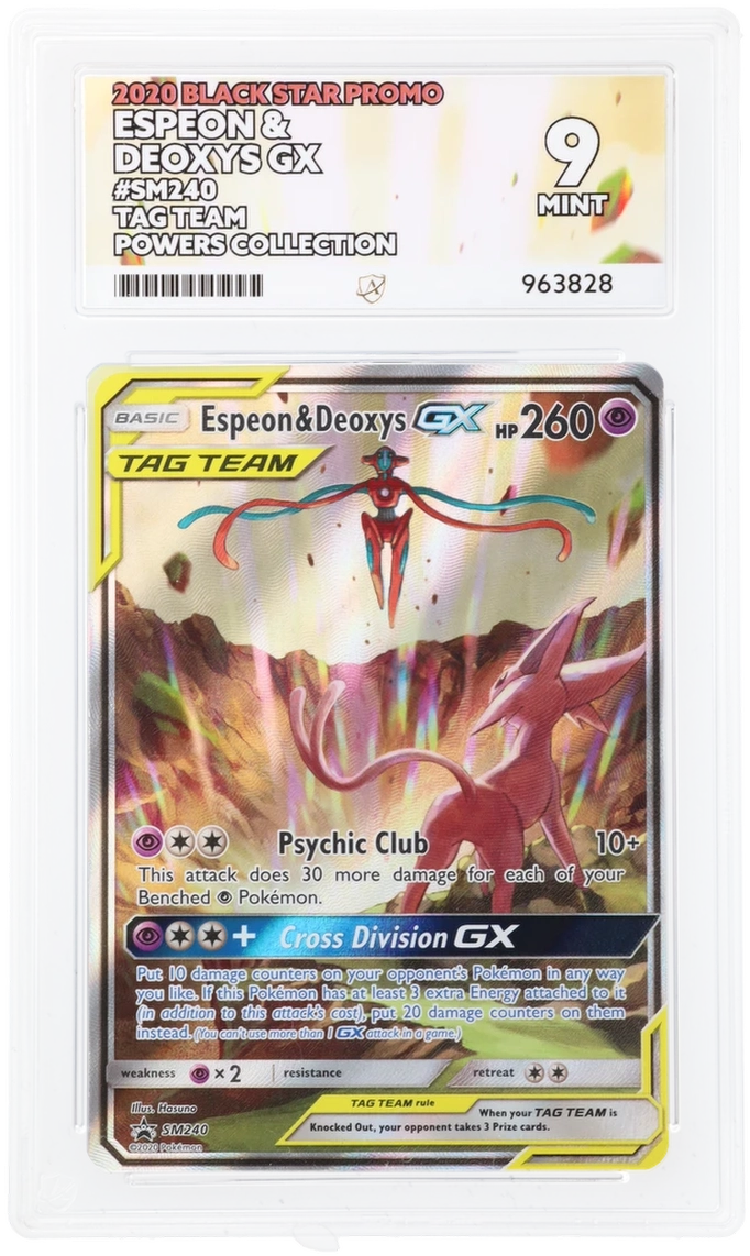 Pokemon Espeon & Deoxys Gx SM240 Black Star Promo 2020 Tag Team Powers Collection ACE 9