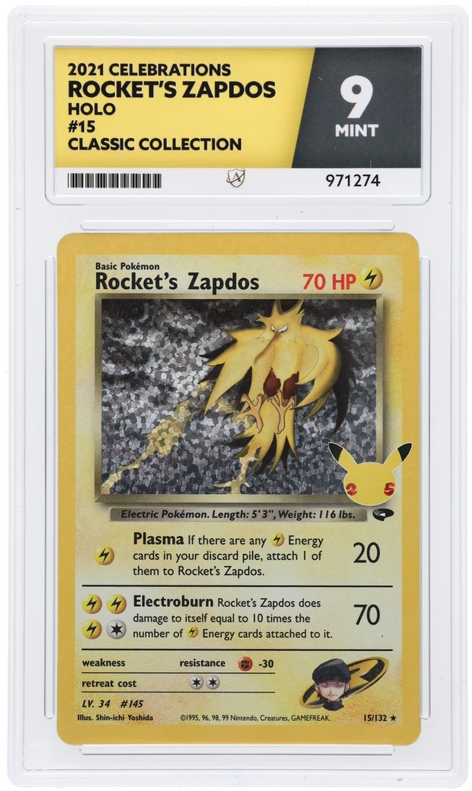Pokemon Rocket's Zapdos 15/132 Holo 2021 Celebrations ACE 9