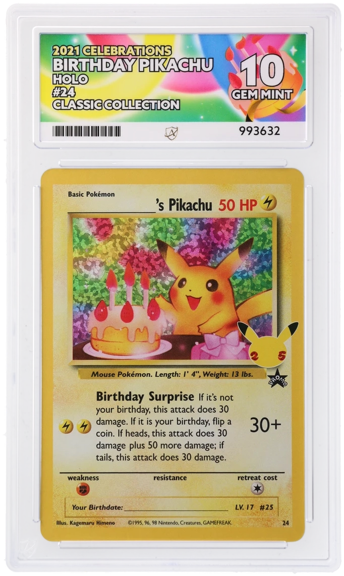 Pokemon Birthday Pikachu 24 Holo 2021 Celecbrations Classic Collection ACE 10