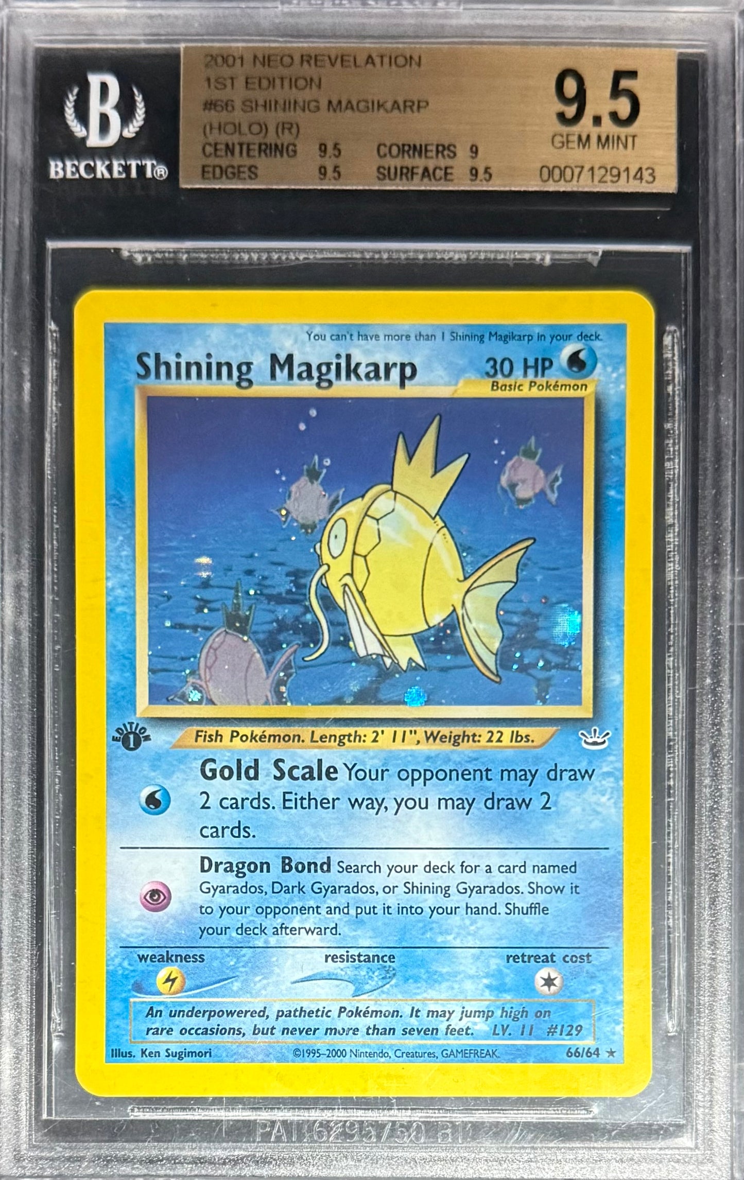Pokemon Shining Magikarp 66/64 Holo Pokemon Neo Revelation 1ST Edition 2001 Beckett BGS 9.5