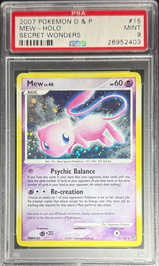 Pokemon Mew 15/132 Holo Pokemon D & P Secret Wonders 2007 PSA9
