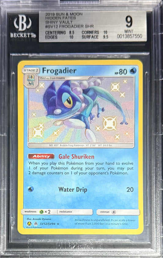 Pokemon Frogadier SV12/SV94 Pokemon Sun & Moon Hidden Fates Shiny Vault 2019 Beckett BGS 9