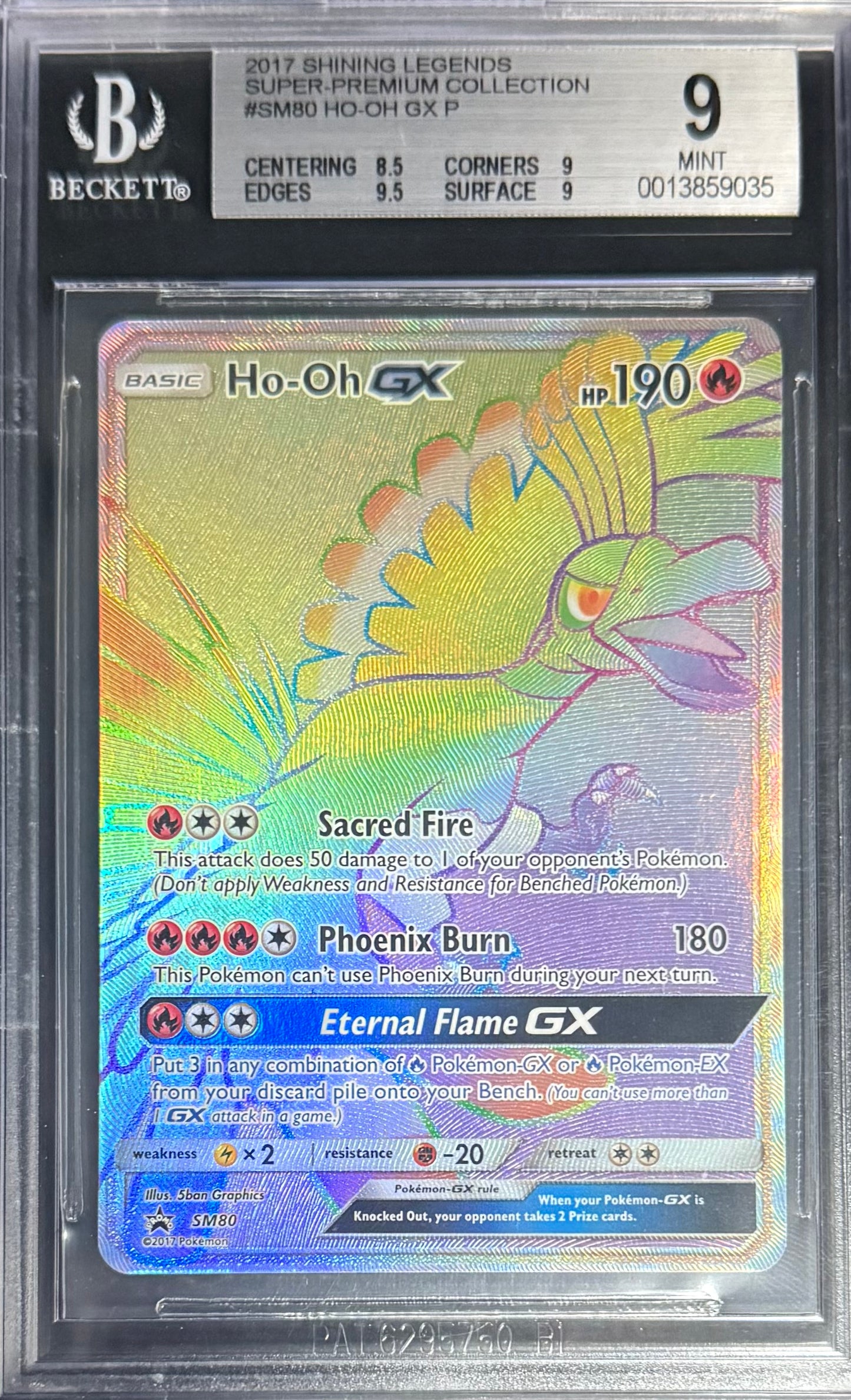 Pokemon Ho-Oh SM80 Pokemon Shining Legends Super-Premium Collection 2017 Beckett BGS 9