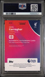 Topps Jamie Carragher 5/5 Chrome Autographs Red CA-JC 2025 -2026 Topps Chrome Premier League Logofractor Edition PSA 9