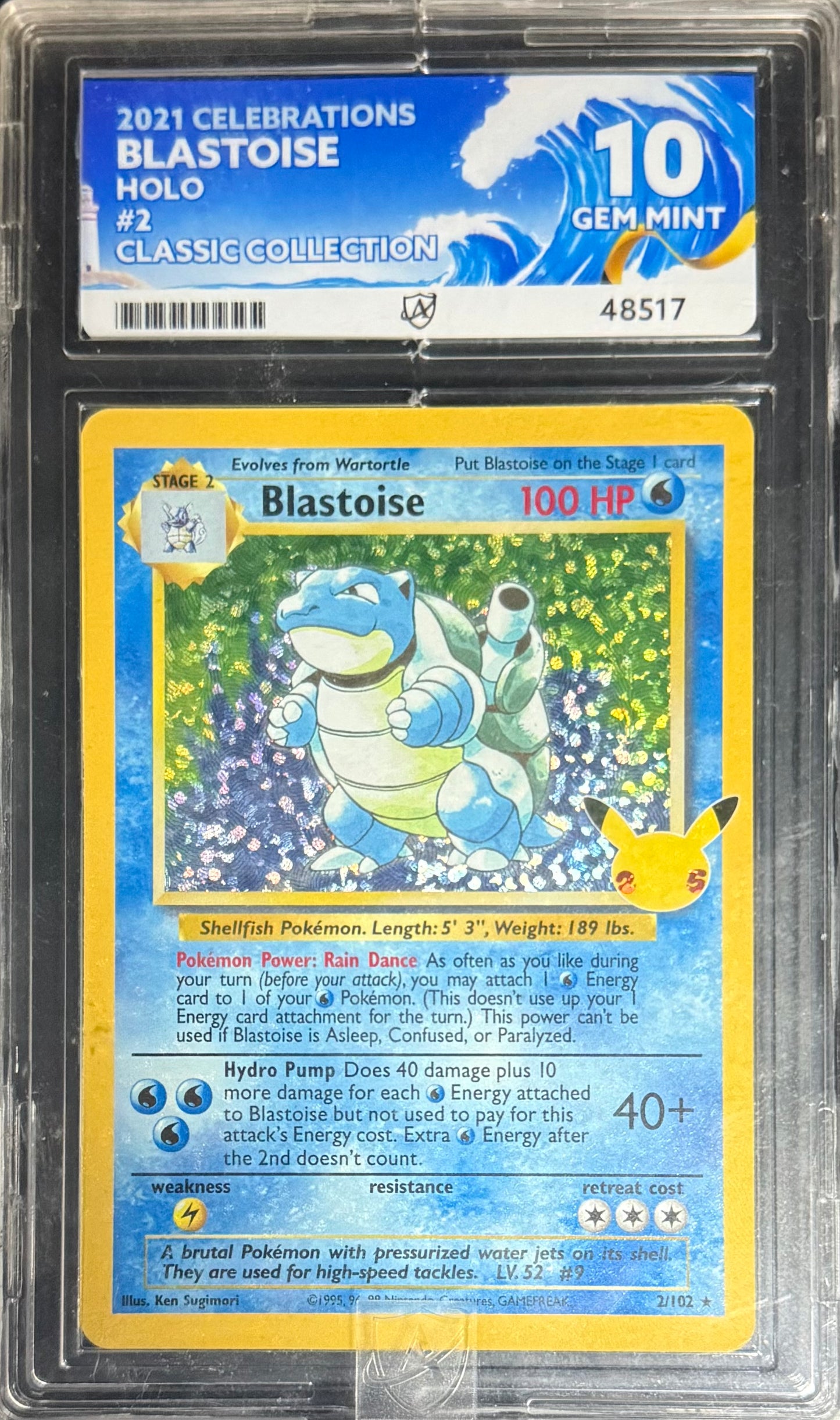 Pokemon Blastoise 2/102 Pokemon Celebrations Classic Collection 2021 ACE10