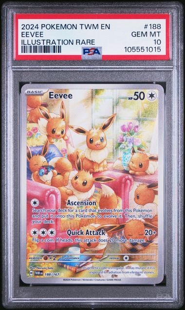Pokemon Eevee 188/167 Illustration Rare 2024 Twilight Masquerade PSA 10