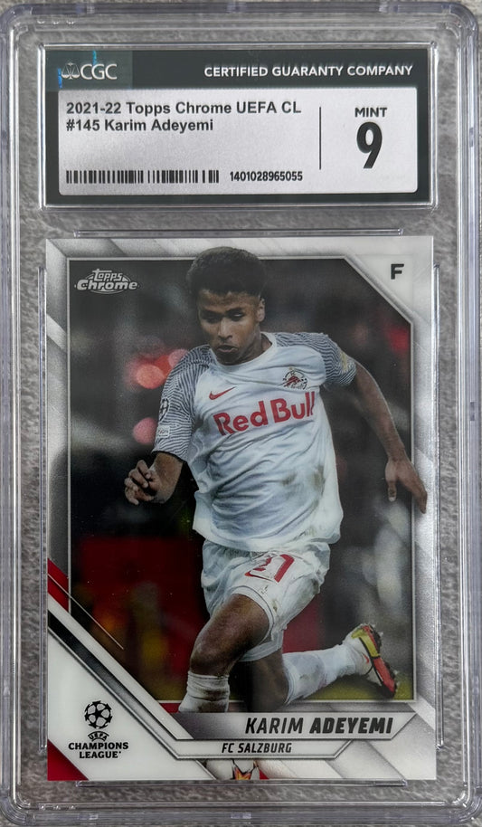 Topps Karim Adeyemi Base Card Chrome UEFA Champions League 2021-22 #145 CGC9