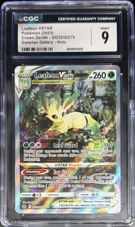 Pokemon Leafeon Vstar GG35/GG70 Galarian Gallery Holo Pokemon Crown Zenith 2023 CGC9