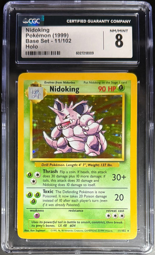 Pokemon Nidoking 11/102 Holo Pokemon Base Set 1999 CGC8