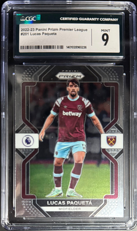 Panini Prizm Lucas Paqueta Base Card Panini Prizm Premier League 2022-23 #201 CGC9