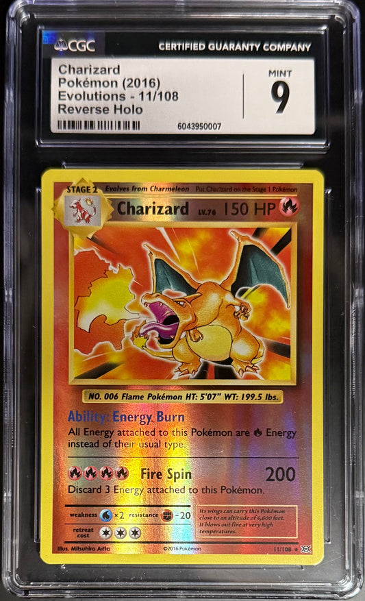 Pokemon Charizard 11/108 Reverse Holo Pokemon Evolutions 2016 CGC9