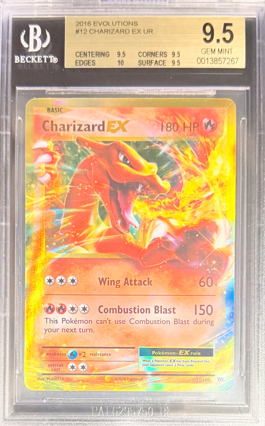 Pokemon Charizard EX UR 12/108 Pokemon Evolutions 2016 Beckett BGS 9.5