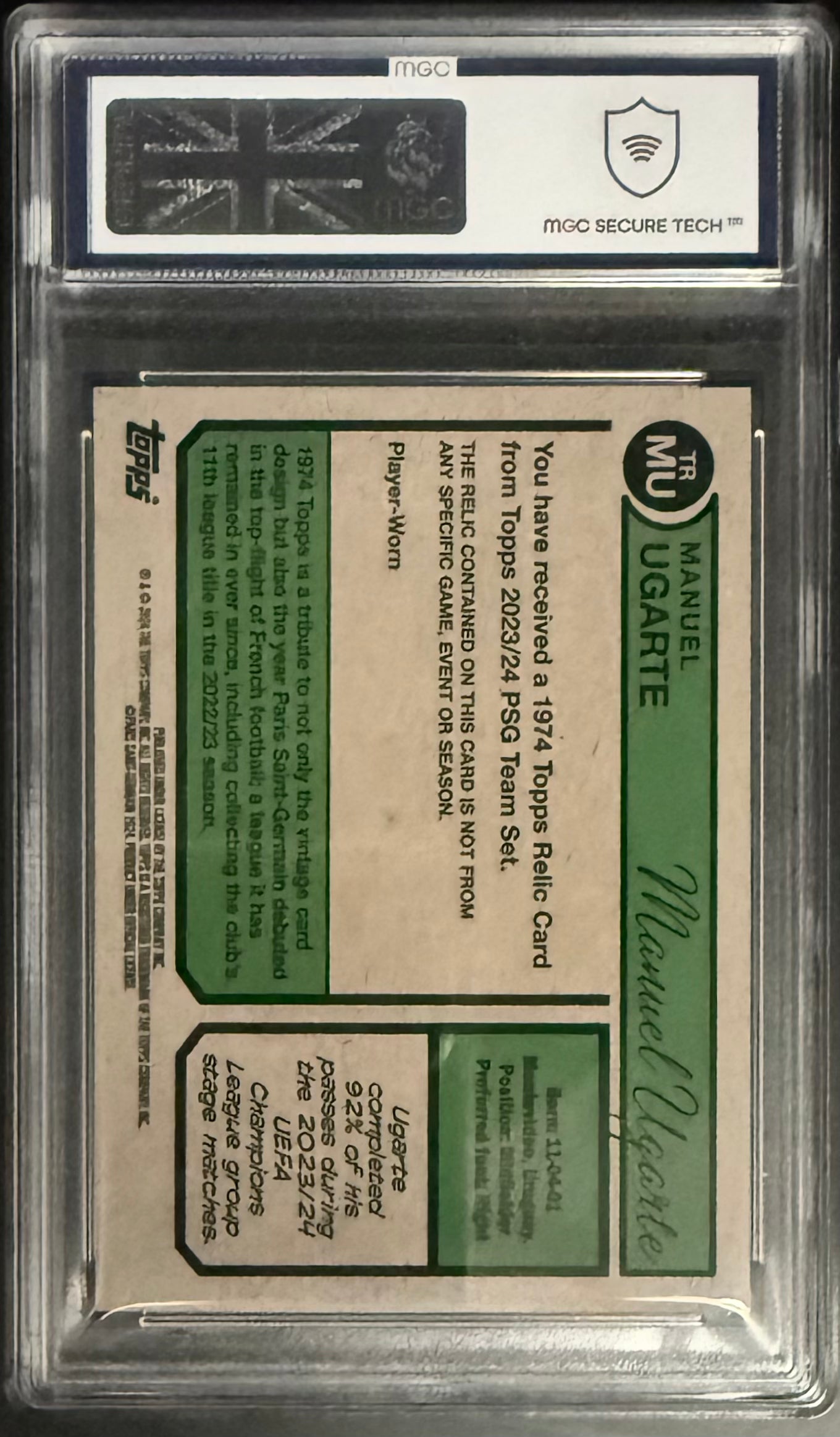 Topps Manuel Ugarte Pink 1974 Relic Card /99 PSG Team Set 2024 MGC9