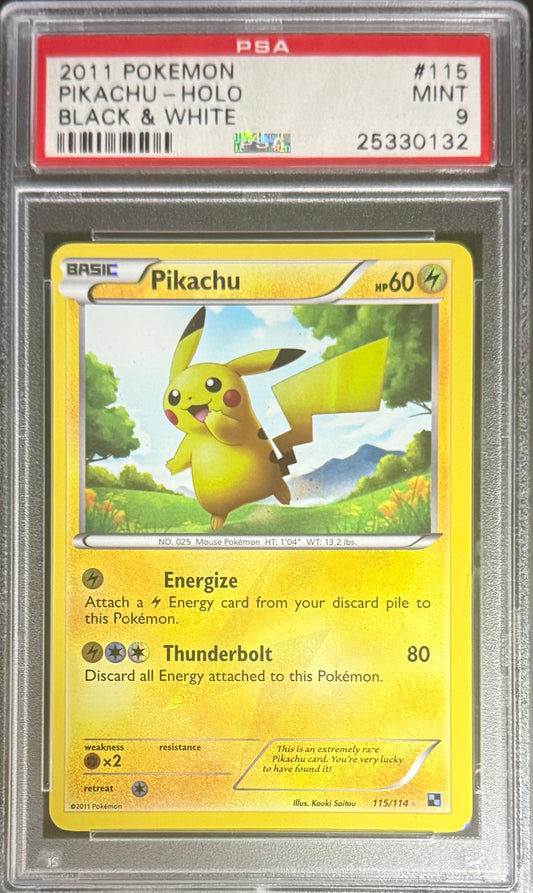 Pokemon Pikachu 115/114 Holo Pokemon Black & White 2011 PSA9