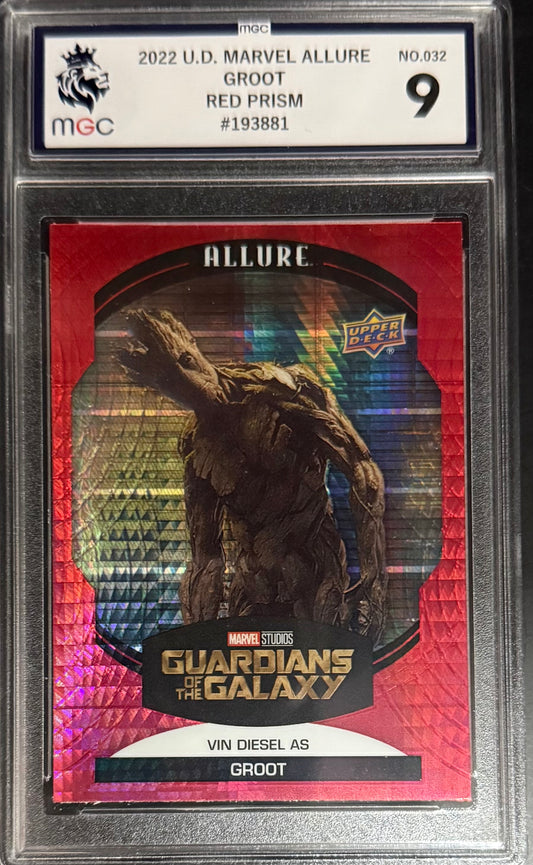 Upper Deck Vin Diesel as Groot Red Prism Card Upper Deck Marvel Allure 2022 MGC9