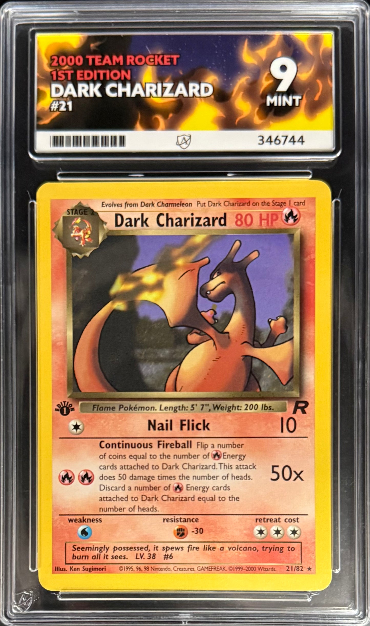 Pokémon Dark Charizard 21/82 1ST Edition Pokémon Team Rocket 2000 ACE9