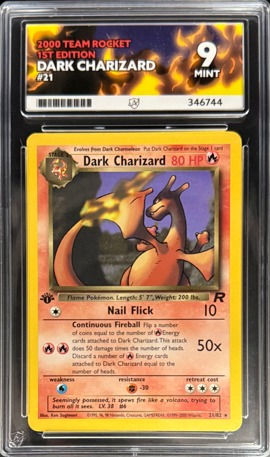 Pokémon Dark Charizard 21/82 1ST Edition Pokémon Team Rocket 2000 ACE9