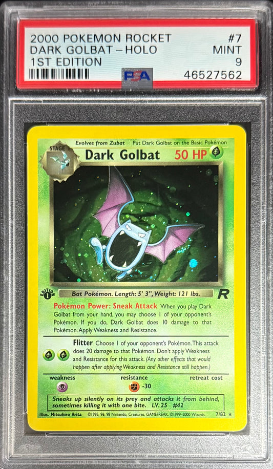 Pokemon Dark Golbat 7/82 HOLO Pokemon 1ST Edition Rocket 2000 PSA9