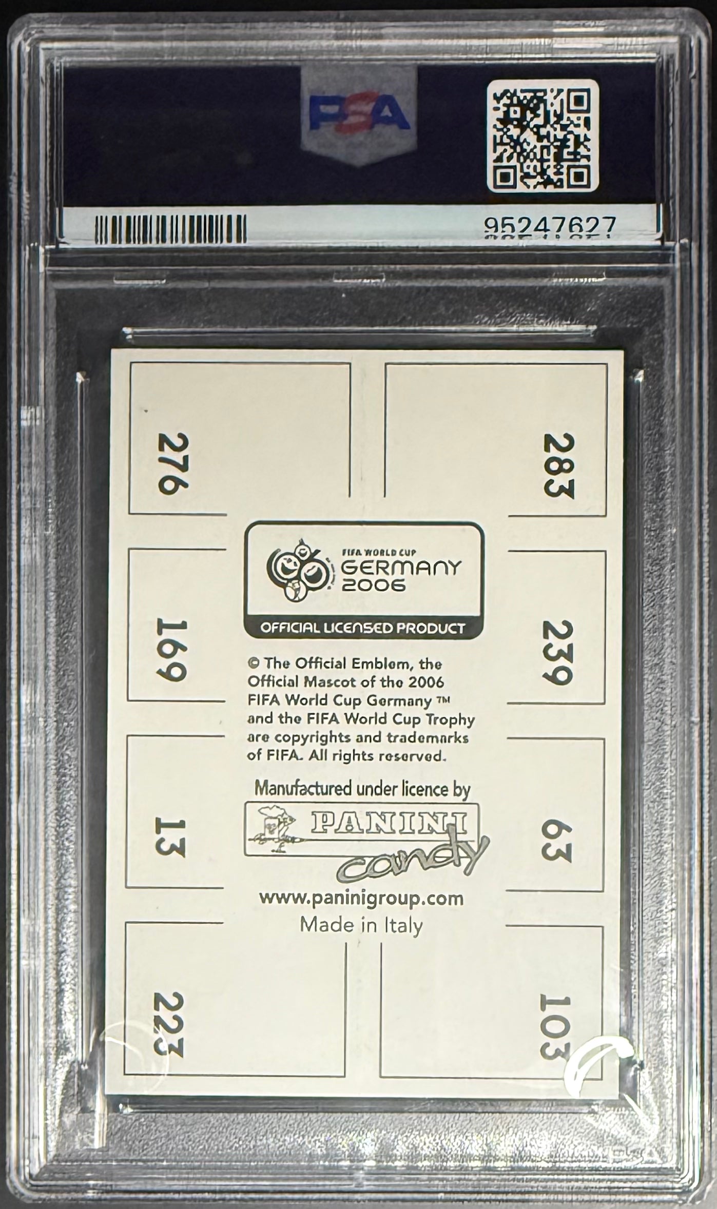 Panini Lionel Messi/Justo Villar/Mark Schwarzer/Eric Akoto/Emerson/Fabian Ernst/Flavio/You Kyoung-Youl  Panini Fifa World Cup Germany Candy Album-Panel 2006 PSA9