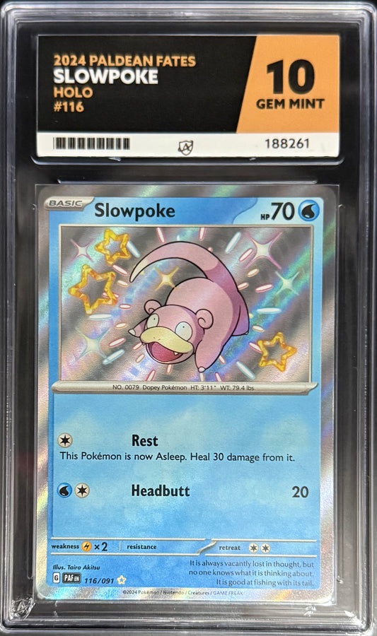 Pokemon Slowpoke 116/091 Holo Pokemon Paldean Fates 2024 CGC10