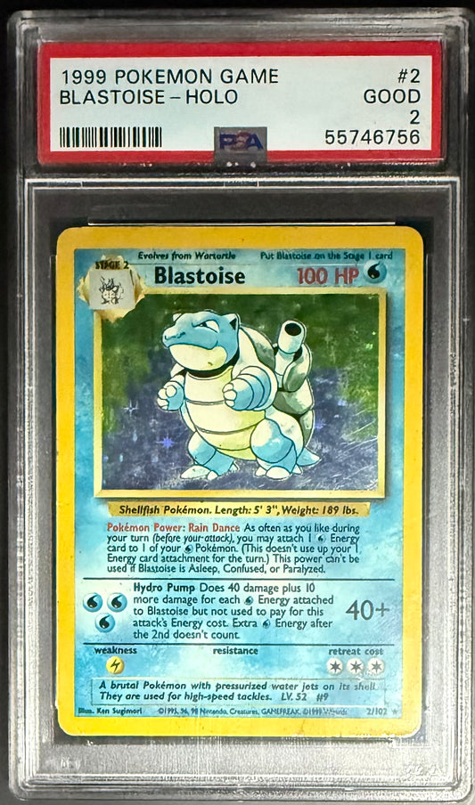Pokemon Blastoise 2/102 Holo Pokemon Game Base Set 1999 PSA 2