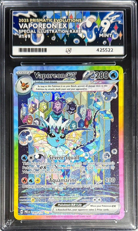 Pokemon Vaporeon EX 149/131 Special Illustration Rare Pokemon Prismatic Evolutions 2025 ACE9