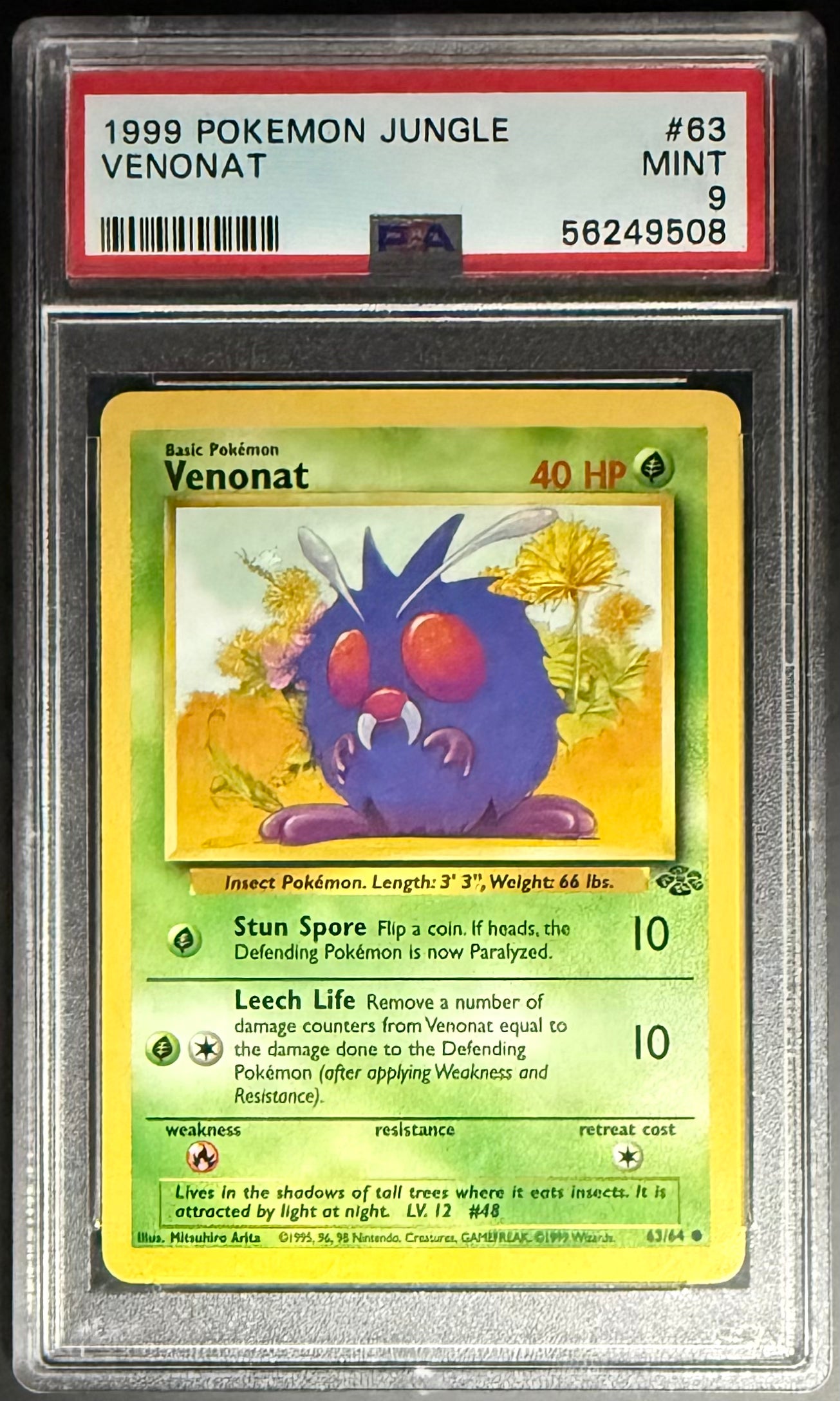 Pokemon Venonat 63/64 Pokemon Jungle 1999 PSA9