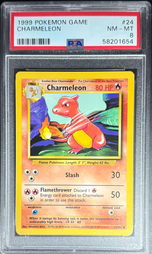 Pokemon Charmeleon 24/102 Pokemon Game 1999 PSA8