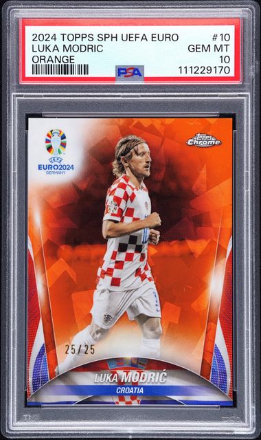 Topps Luka Modric 25/25 Orange #10 2024 Chrome Sapphire UEFA Euro PSA 10