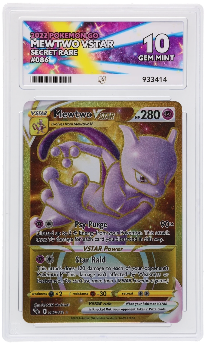 Pokemon Mewtwo Vstar 086/078 Secret Rare 2022 Pokemon Go ACE 10