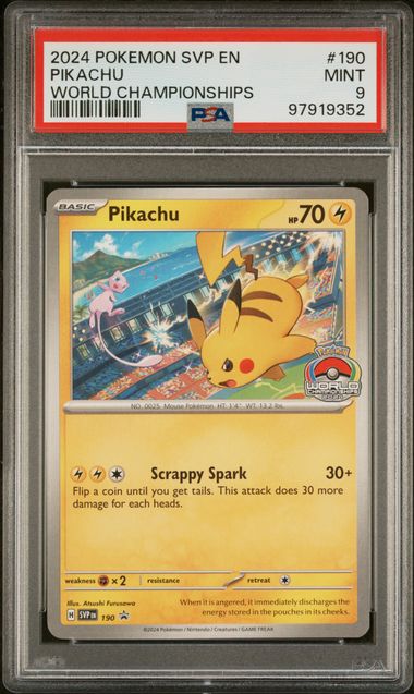 Pokemon Pikachu SVP 190 2024 World Championships Black Star Promos PSA 9