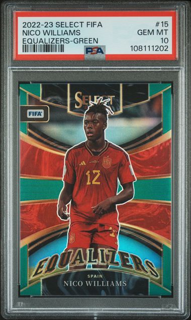 Panini Nico Williams Equalizers Green 5/5 No.15 2022-23 Select Fifa Soccer PSA 10
