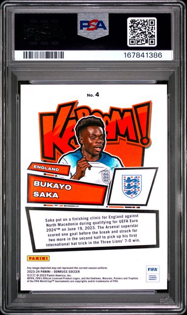 Panini Bukayo Saka Kaboom! #4 2023 Panini Donruss Fifa PSA 9