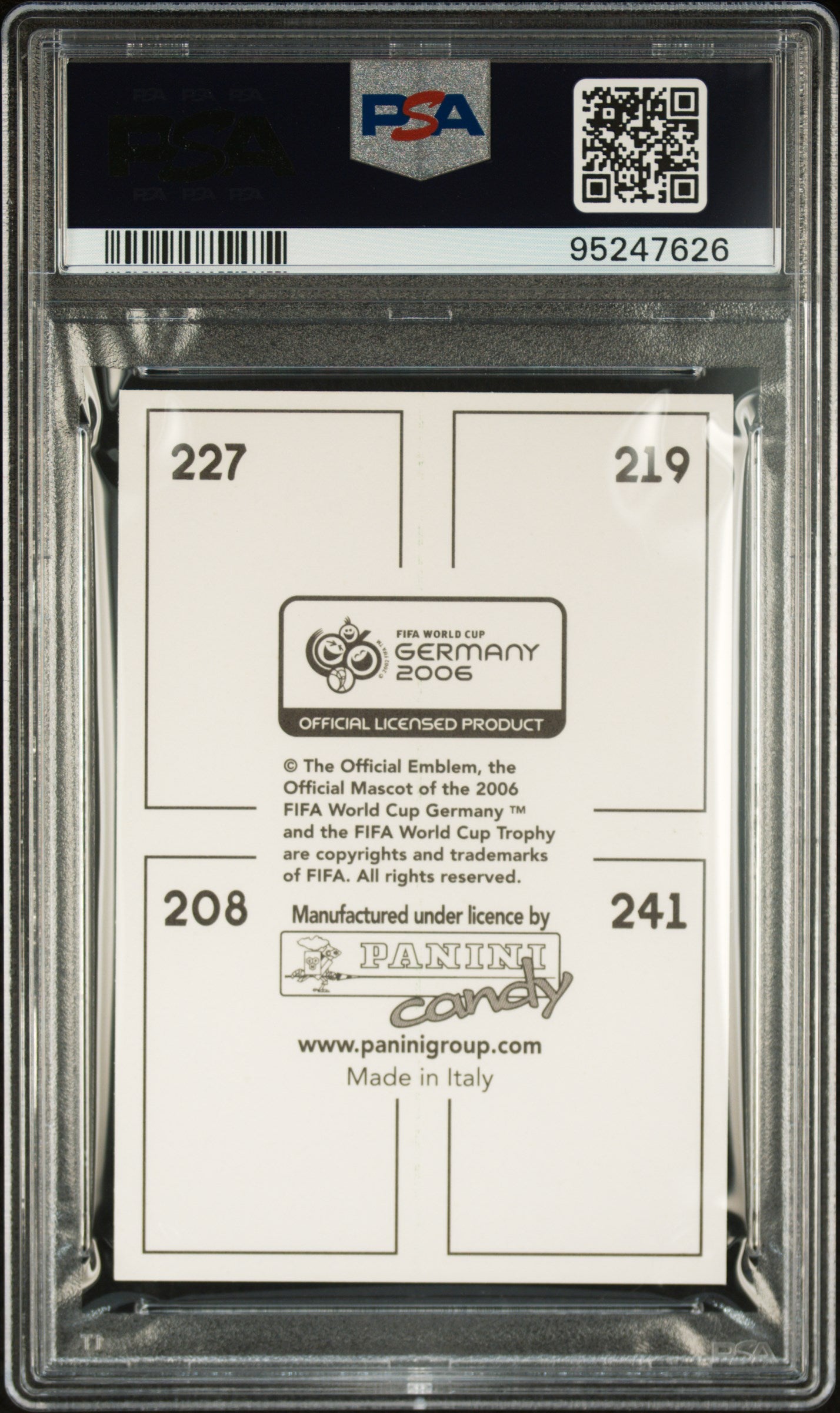 Panini Ronaldo/Igor Tudor/Tim Cahill/Jan Koller Germany Candy Album-Panel Panini Fifa W.C 2006 PSA8