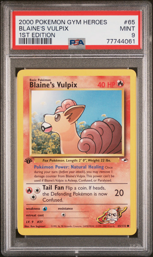 Pokemon Blaines Vulpix 65/132 Pokemon 1ST Edition Gym Heroes 2000 PSA9