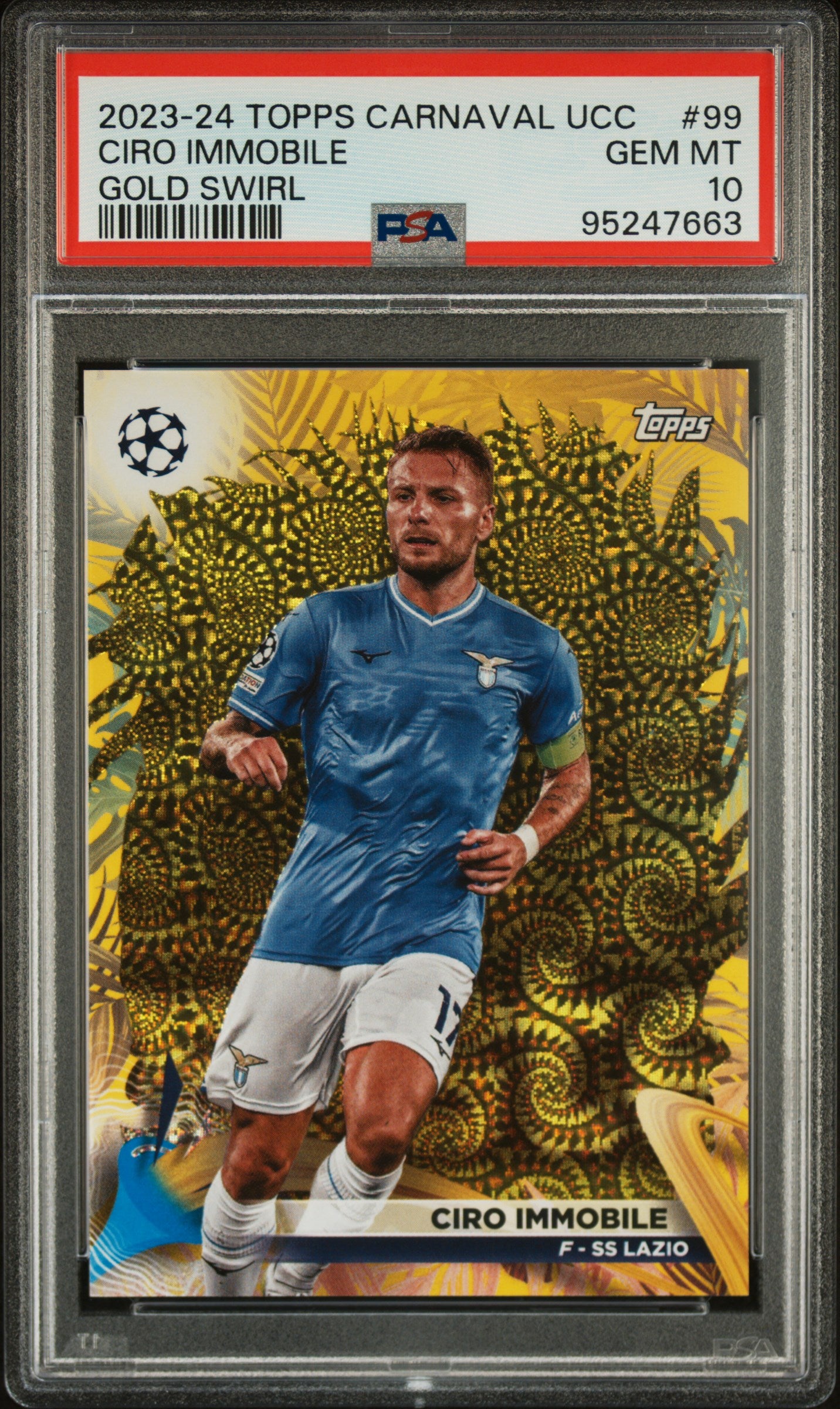 Topps Ciro Immobile Gold Swirl Card /50 Carnaval UCC 2023-24 #99 PSA10