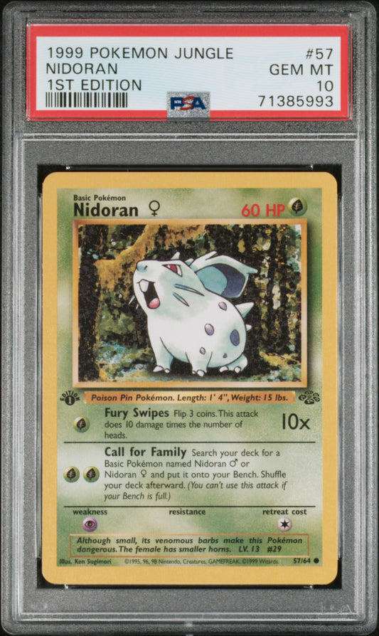 Pokemon Nidoran 57/64 Pokemon 1ST Edition Jungle 1999 PSA10