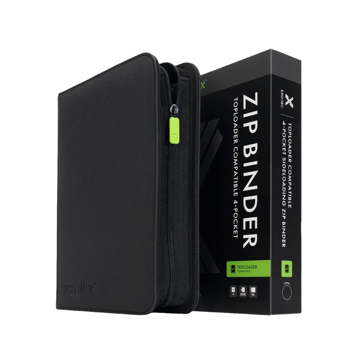 Vault X 4 Pocket Exo-Tec Top Loader Compatible Zip Binder - Black