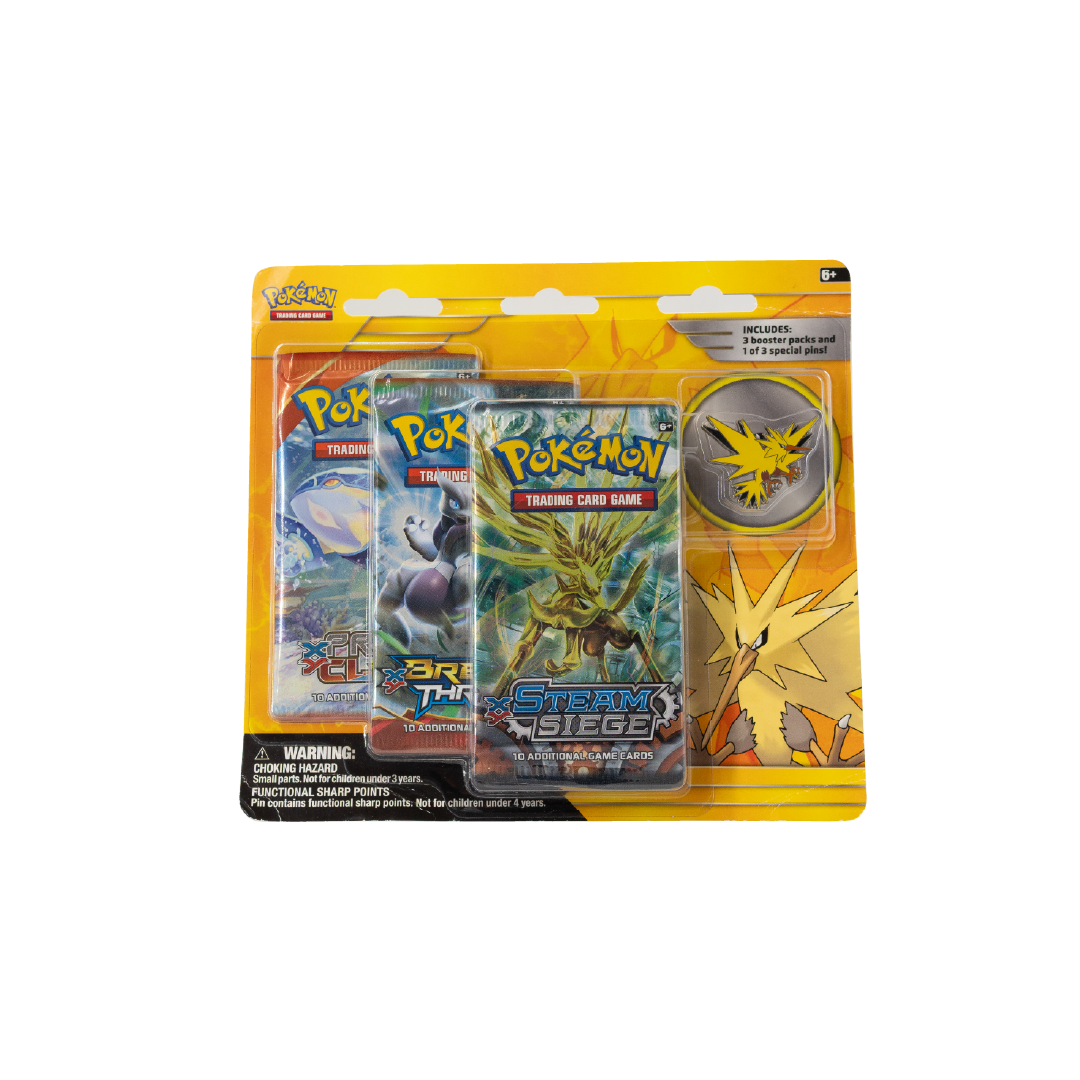 Pokémon XY 2016 Triple Blister Pack with Zapdos Pin
