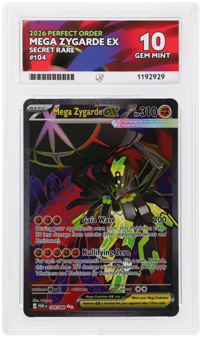 Pokemon Mega Zygarde Ex 104/088 Secret Rare 2026 Perfect Order ACE 10