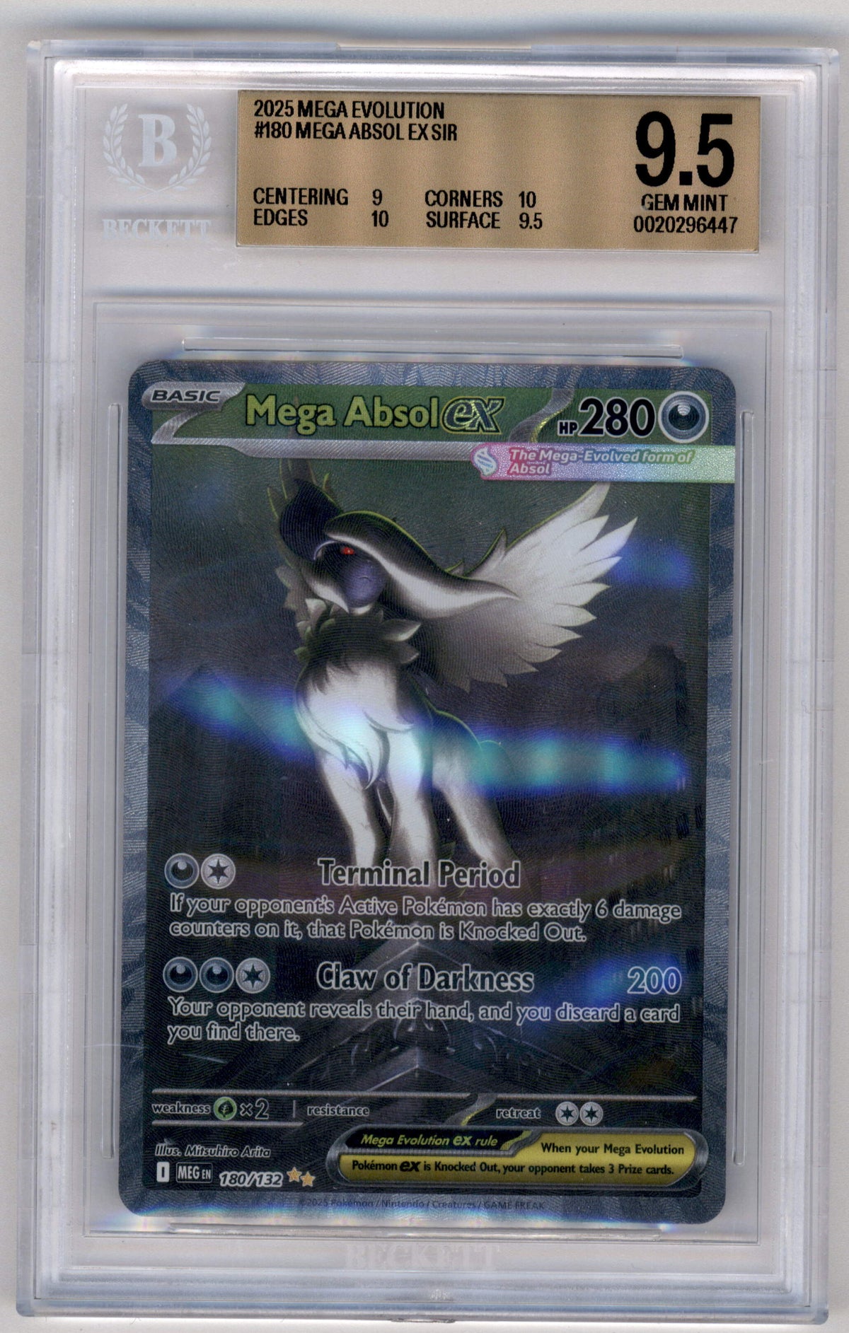 Pokemon Mega Absol ex 180/132 Special Illustration Rare 2025 Mega Evolution BGS 9.5