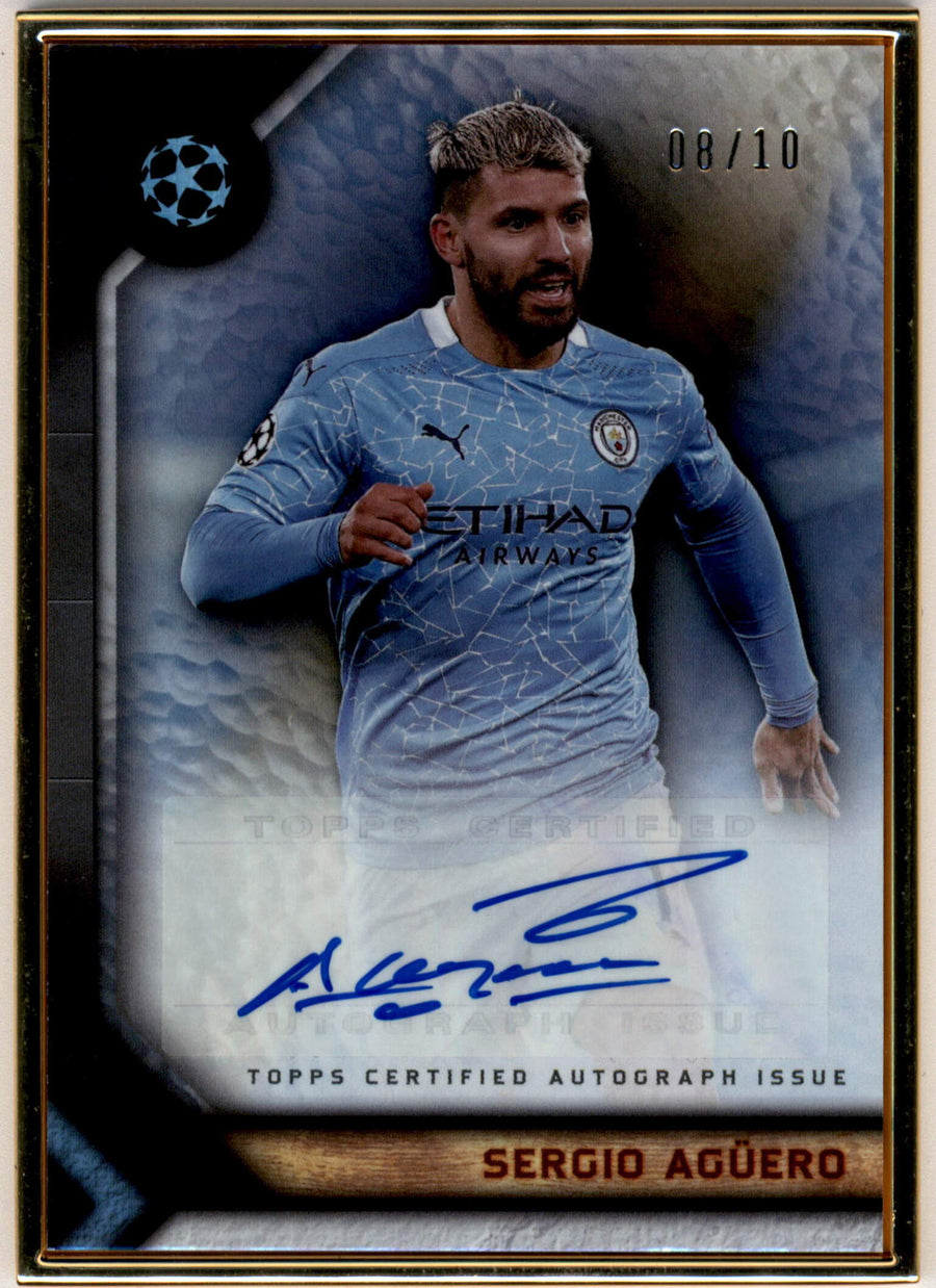 Topps Sergio Aguero 08/10 Framed Autograph #FA-SA 2023-24 Museum Collection Uefa Champions League