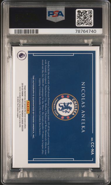 Panini Nicolas Anelka 4/5 Canvas Creations Autographs Emerald #CC-NA 2019 Impeccable Premier League PSA 9