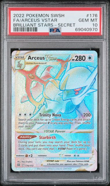 Pokemon Arceus Vstar Secret 176/172 Full Art 2022 Sword & Shield Brilliant Stars PSA 10