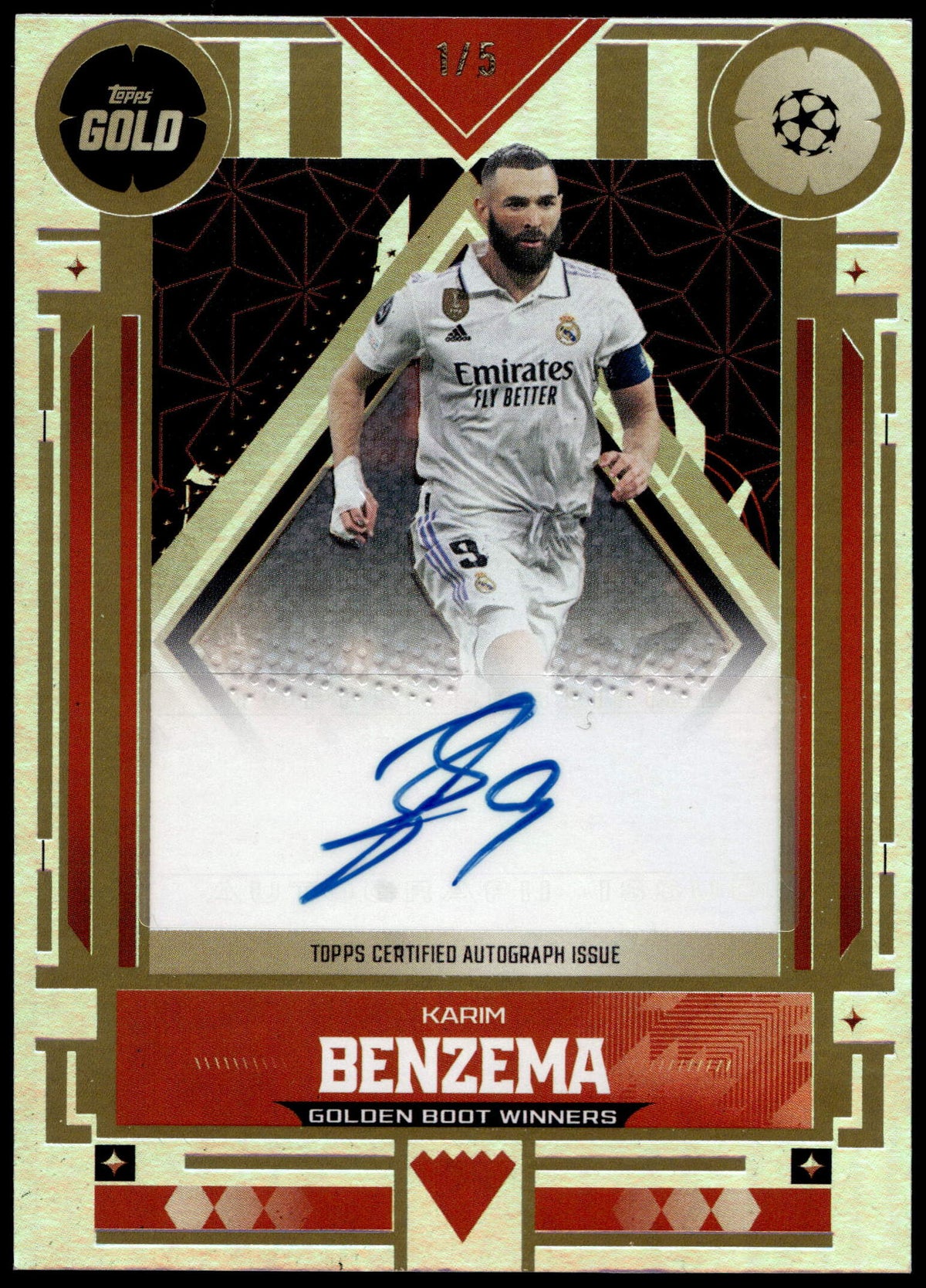 Topps Karim Benzema Golden Boot Winners 1/5 Topps Gold UEFA Club Competitions 2026