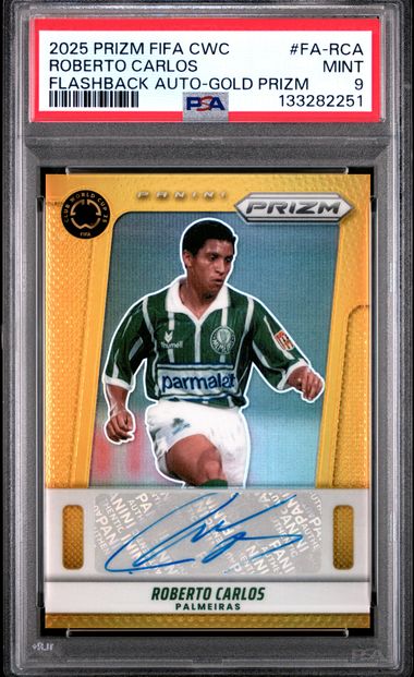 Panini Roberto Carlos 02/10 Flashback Autograph Gold Prizm #FA-RCA 2025 Prizm Fifa Club World Cup PSA 9