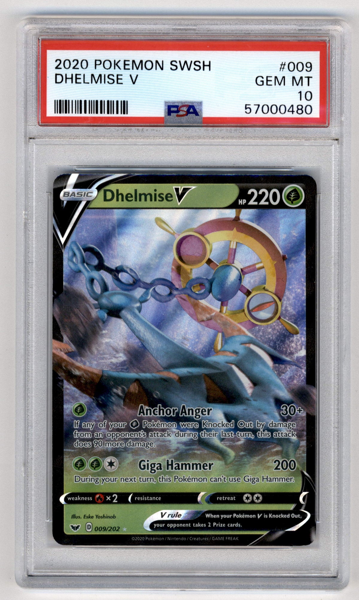 Pokemon Dhelmise V 9/202 Holo 2020 Sword & Shield PSA 10