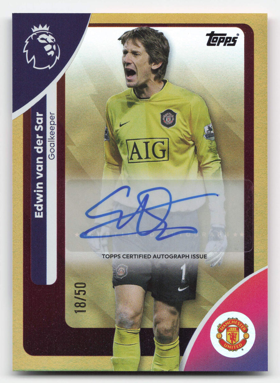 Topps Edwin Van Der Sar 18/50 AC-EVDS 2026 Topps Chrome Premier League · image 1 · SCD_GOOGLE_DRIVE:1glXkPJ2ZAlAvDymhJQ-ZVOcOzAs1a_G0