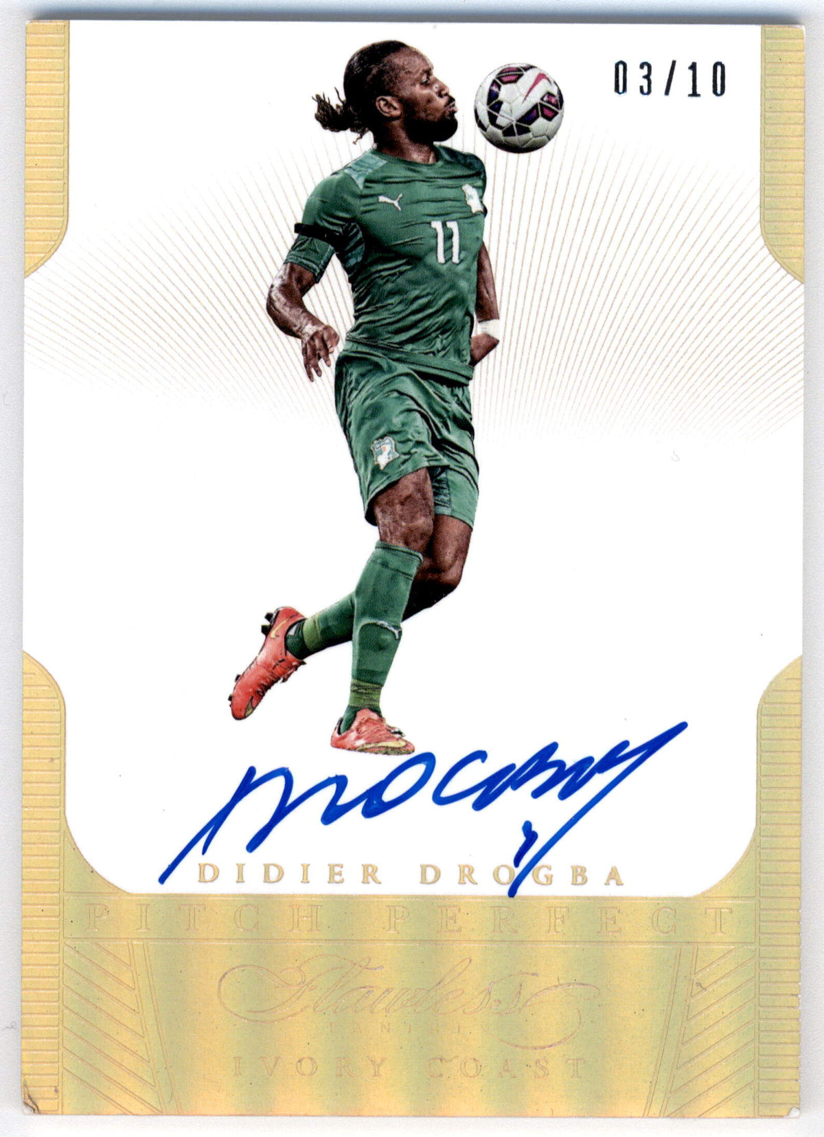 Panini Didier Drogba 03/10 Pitch Perfect On-Card Autograph #PP-DD 2015-16 Flawless Soccer