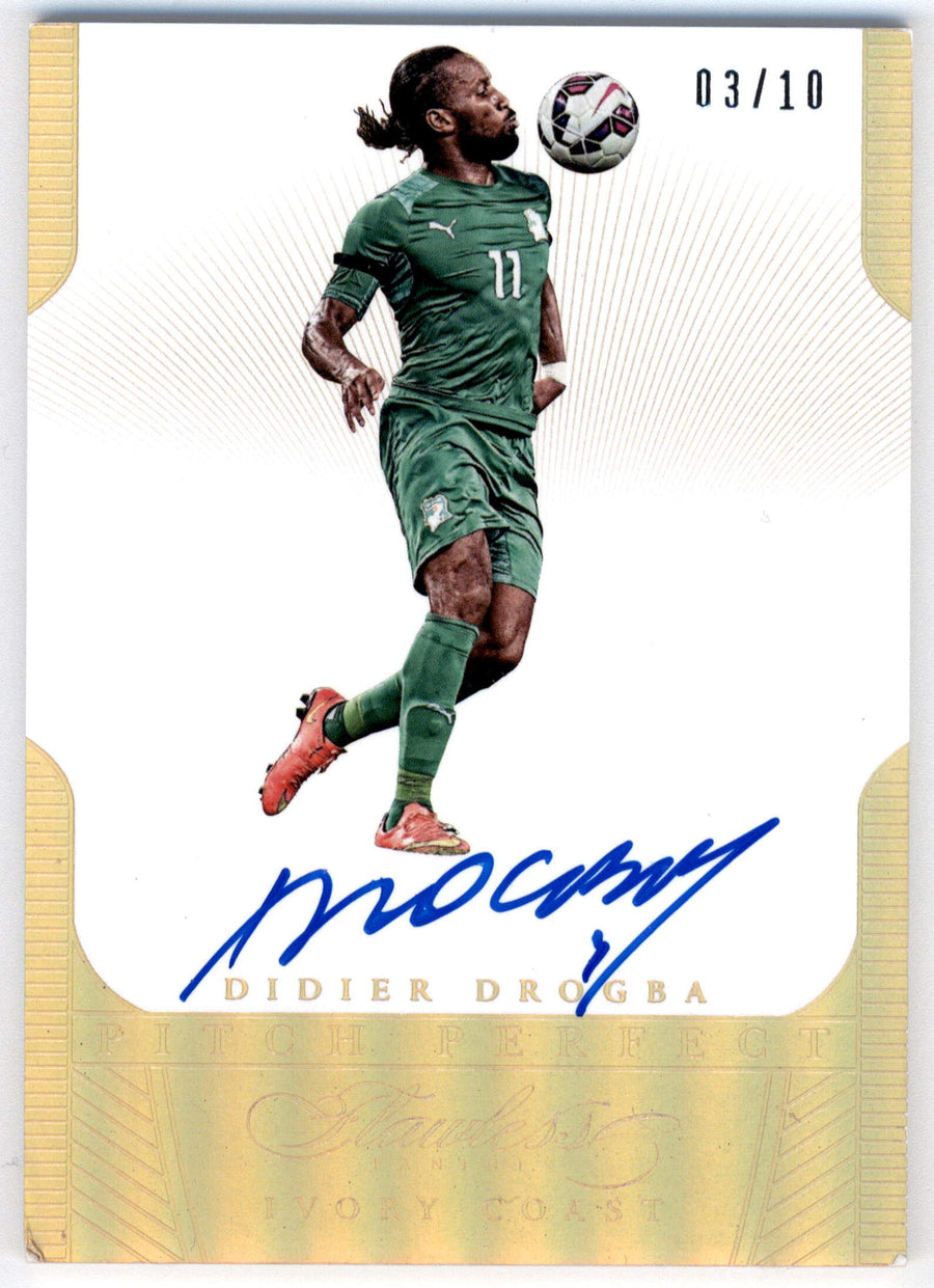 Panini Didier Drogba 03/10 Pitch Perfect On-Card Autograph #PP-DD 2015-16 Flawless Soccer